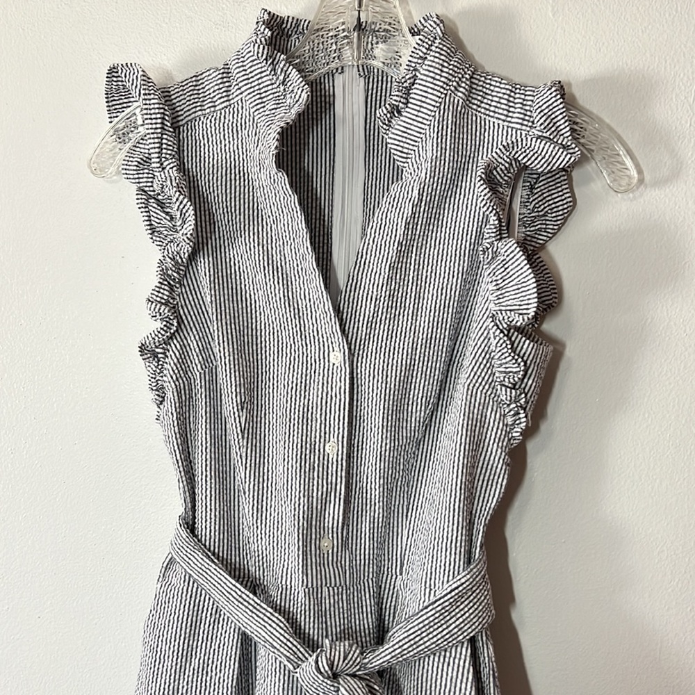 1901 Seesucker Cropped Wide Leg Jumpsuit - Picture 5 of 8